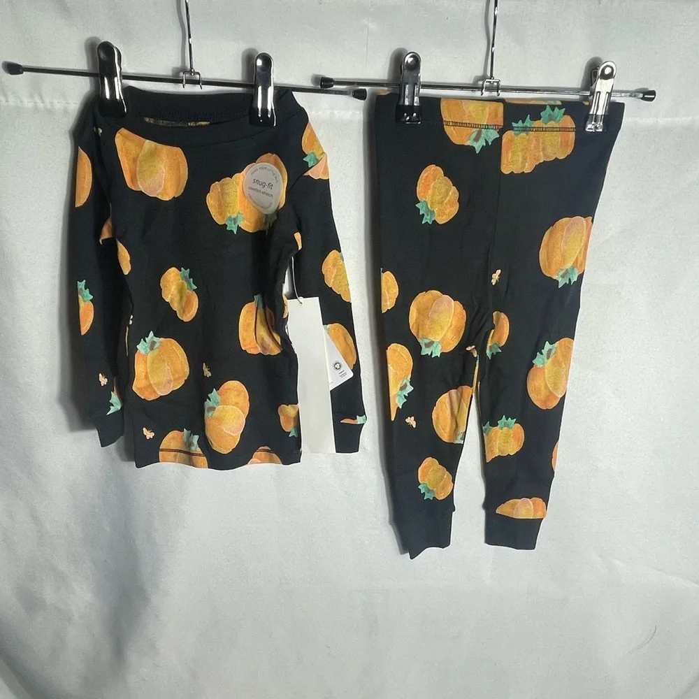 Burt’s Bees Baby Organic Cotton Pumpkin Pajamas Set 12M Holiday Jammies